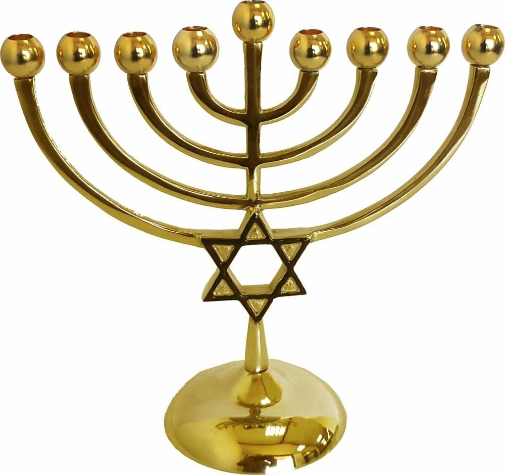 Classic Star Gold Chanukah Menorah (M-9554)