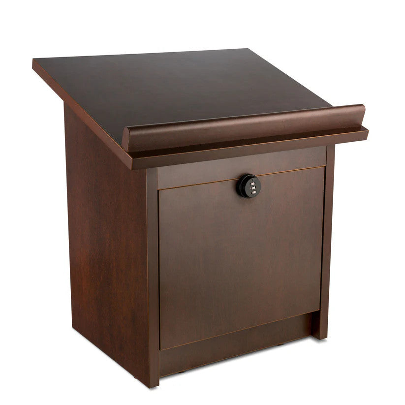 Table top Wood Shtender With Combination Lock-Brown Walnut (MC-STNAWBW)