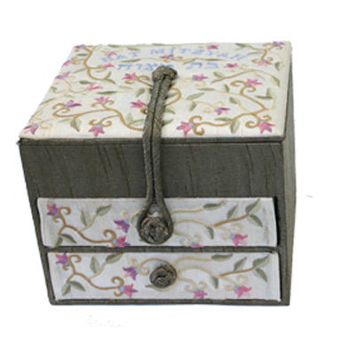 Flowers Two Draw Embroidered Jewelry Box