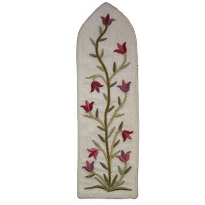 White Flowers Embroidered Bookmark