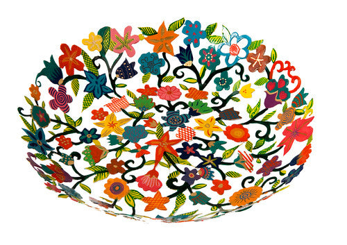 Bowl- Small Laser Cut+ Hand Painting- flowers (EM-BOS3)