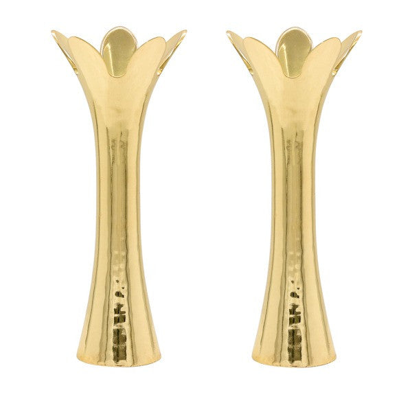 Emanuel Hammered Flower Shaped Candlesticks-Gold 6" (EM-CAC2)