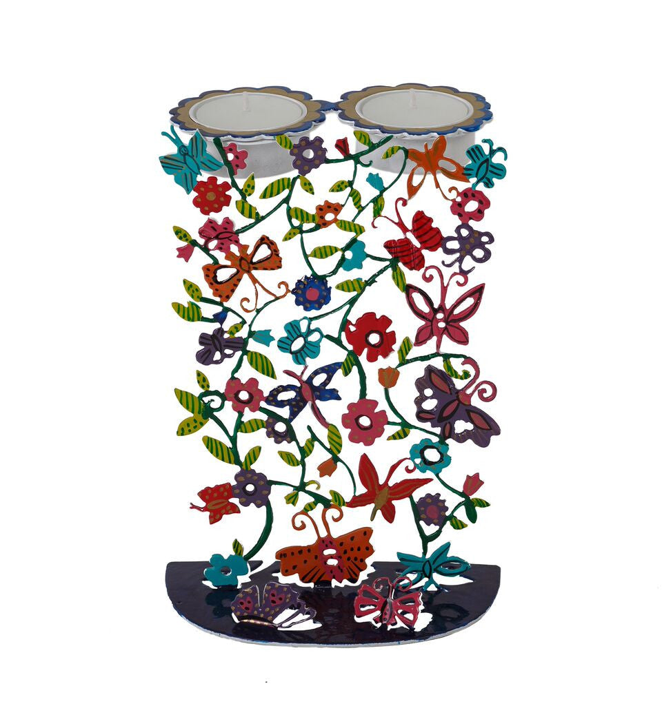 Emanuel Laser Cut Hand Painted Candlesticks-- Butterflies (EM-CC1)