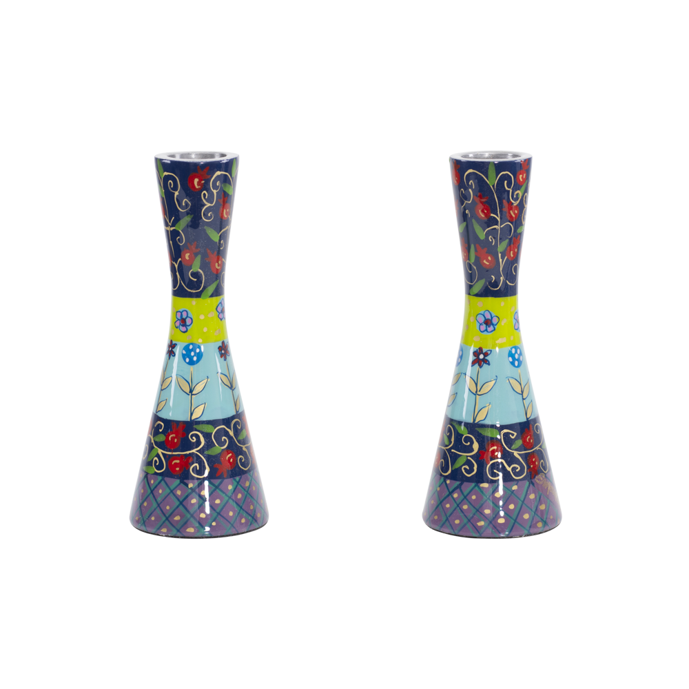 Emanuel Hand Painted Candlesticks Multicolor Layers 5.7" (EM-CDP3)