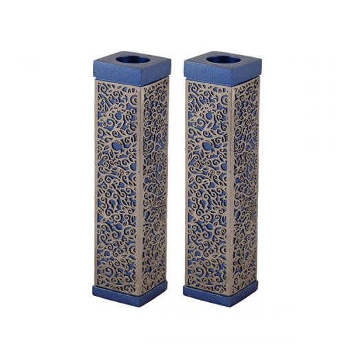 Emanuel Tall Square Candlesticks w/ Full Metal Cutout (EM-CH)