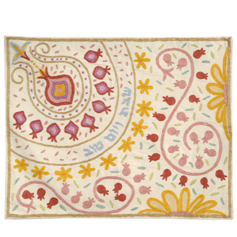 Bright Pomegranates Hand-Embroidered Challa Cover (EM-CHE35)