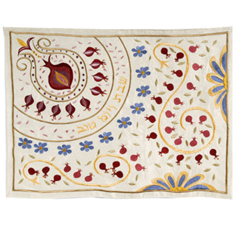 Round Pomegranate Machine Embroidered Challa Cover