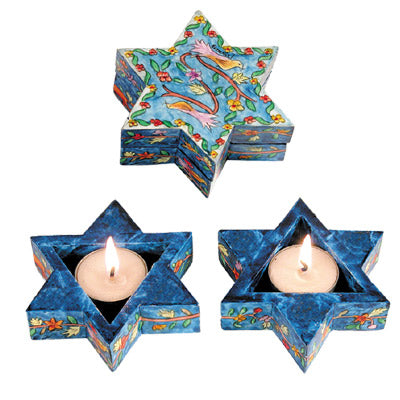 Birds and Flowers Star of David Candlesticks