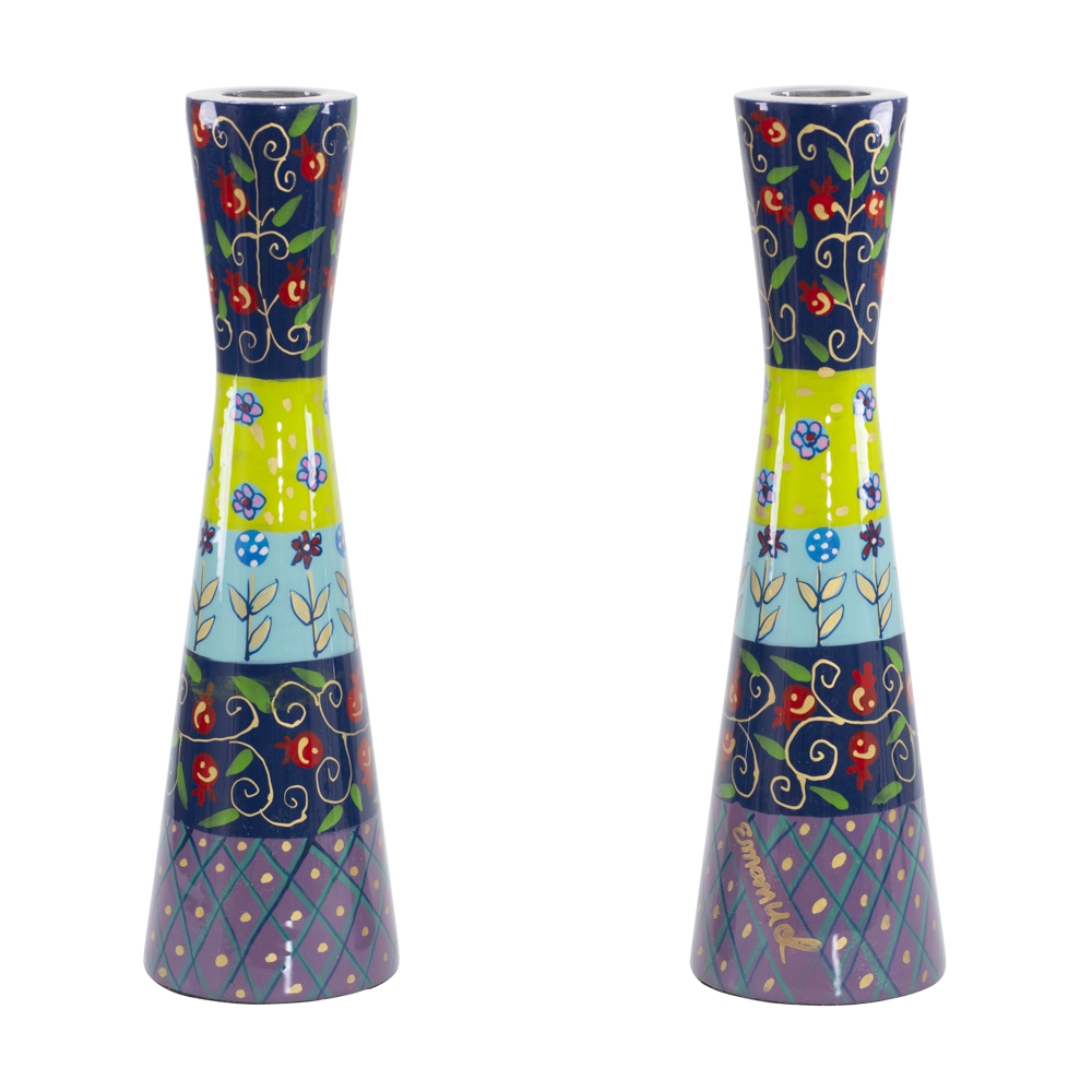 Emanuel Hand Painted Candlesticks Multicolor Layers 8.5" (EM-CRP3)