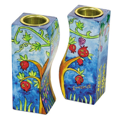Tree and Pomegranates Fitted Candlesticks