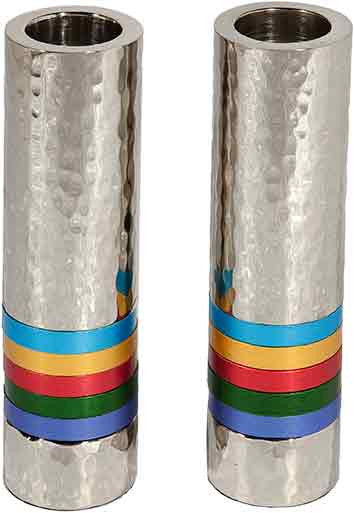 Emanuel Cylinder Shaped Hammered Candlesticks- Multicolor (EM-CSO1)