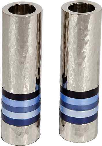 Emanuel Cylinder Shaped Hammered Candlesticks- Blues (EM-CSO2)