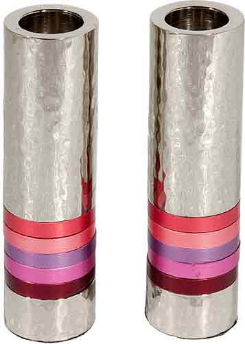 Emanuel Cylinder Shaped Hammered Candlesticks- Reds (EM-CSO3)