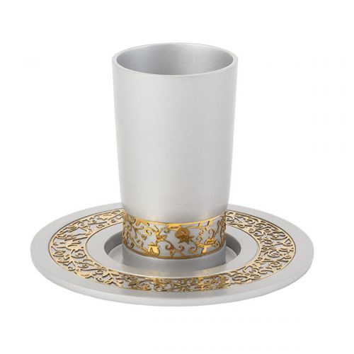 Emanuel Anodized Aluminum Kiddush Cup with Lace Design (EM-CUJ)