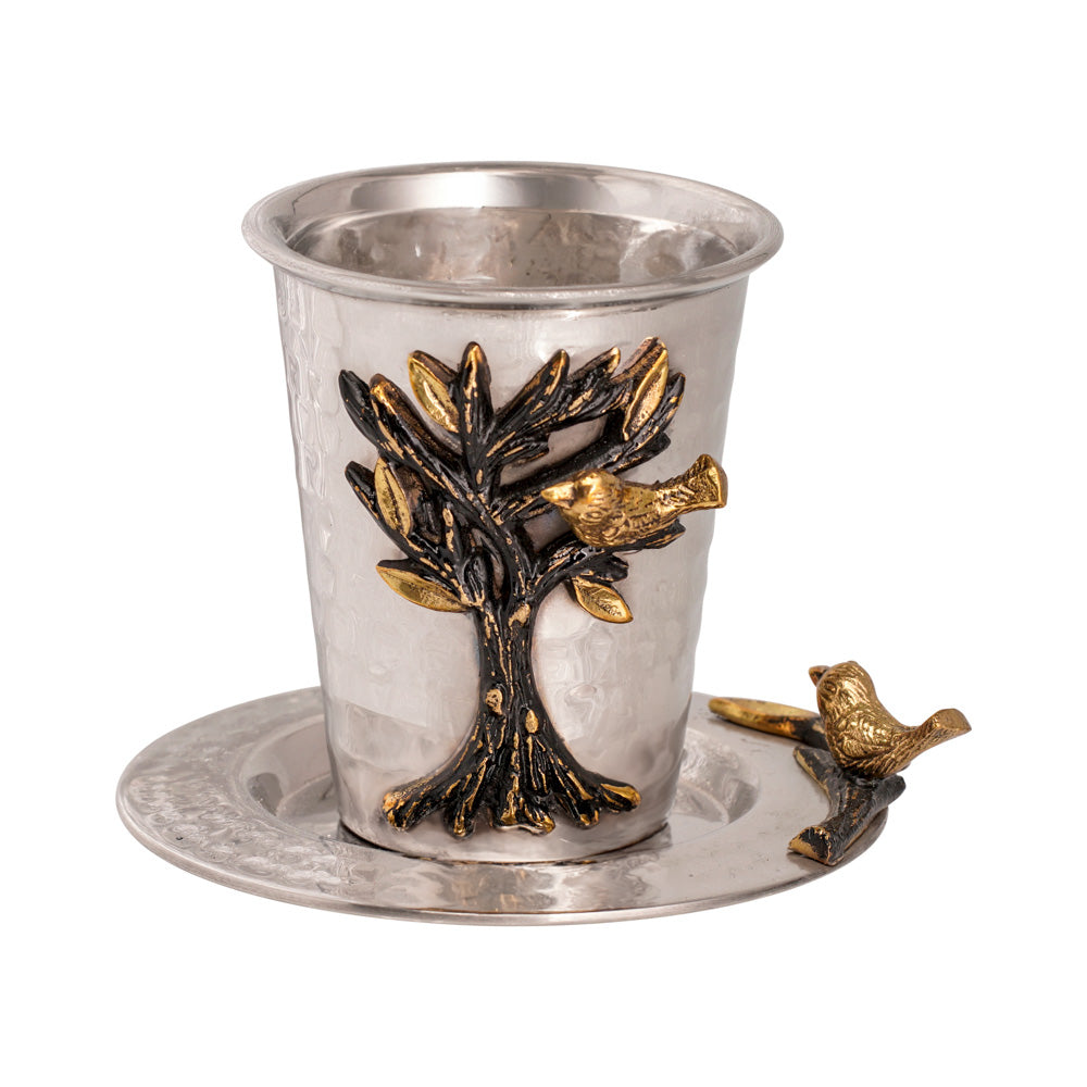 Emanuel Hammered Kiddush Cup with Tree of Life Branches (EM-CUU3)
