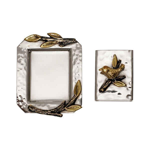 Emanuel Hammered Matchbox Holder & Tray w/ Tree of Life Branch (EM-MBA3)