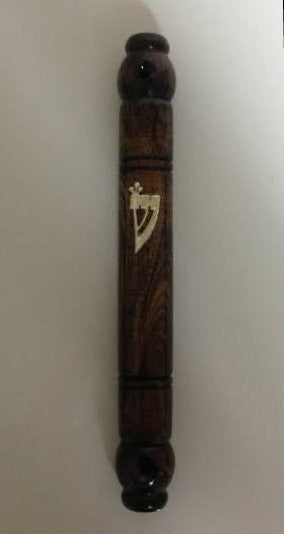 Dark Wood Round Mezuzah Case 12cm (MZ-DWM12)