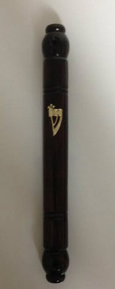 Dark Wood Round Mezuzah Case 15cm (MZ-DWM15)