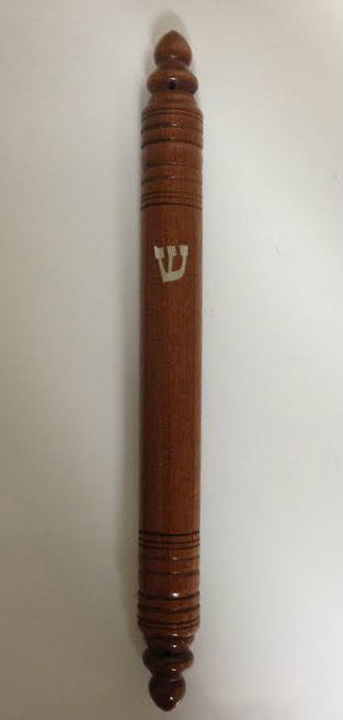 Dark Wood Round Mezuzah Case 24cm (MZ-DWM24)