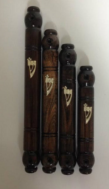 Dark Wood Round Mezuzah Case 10cm (MZ-DWM10)
