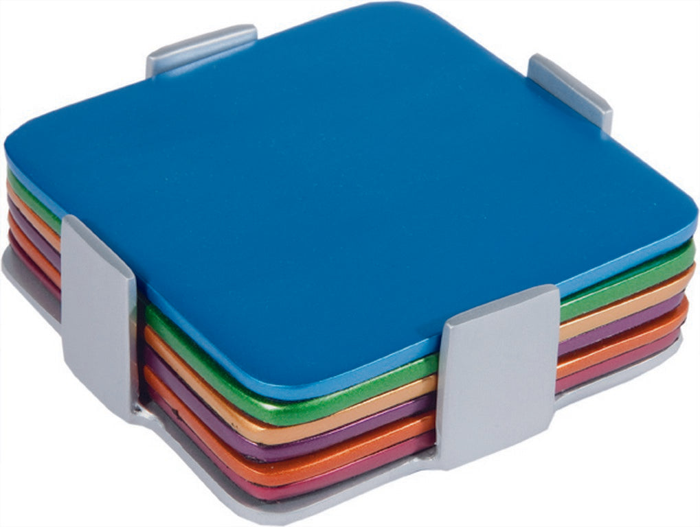 Set of 6 Aluminum Coasters - Multi Color (EM-COM-2)