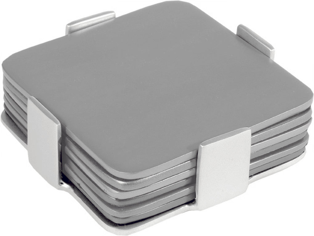 Set of 6 Aluminum Coasters Silver (EM-COM-1)