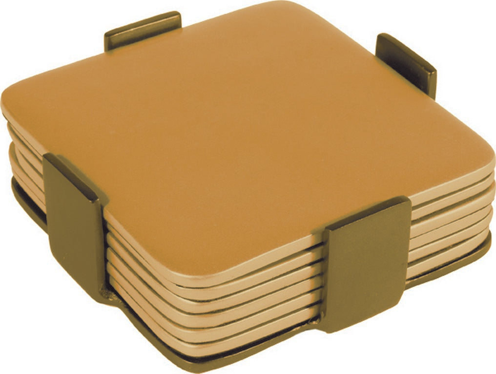 Set of 6 Aluminum Coasters Gold (EM-COM-3)