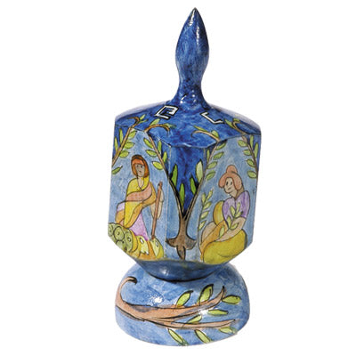 Emanuel Painted Large Dreidel With Stand (Nes Haya PO) (EM-DRL-5A)
