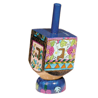 Emanuel Painted Small Dreidel With Stand (Nes Haya PO) (EM-DRS-2A)