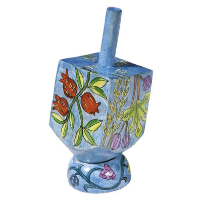 Emanuel Painted Small Dreidel With Stand (Nes Haya PO) (EM-DRS-6A)
