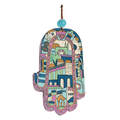 Emanuel Large Wood Painted Hamsa (EM-HAL3)