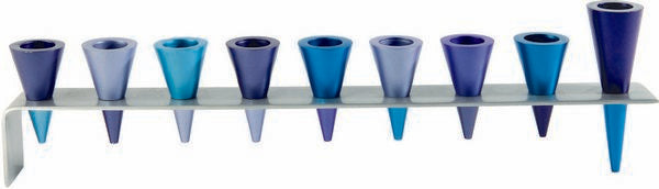 Metal Strip Cone Menorah Blues (EM-HMK-3)