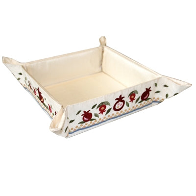 Emanuel Embroidered Folding Basket Pomegranates (EM-MB-2)