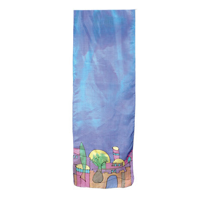 Emanuel Painted Jerusalem Silk Scarf Blue Small 63'x7' (EM-PS)