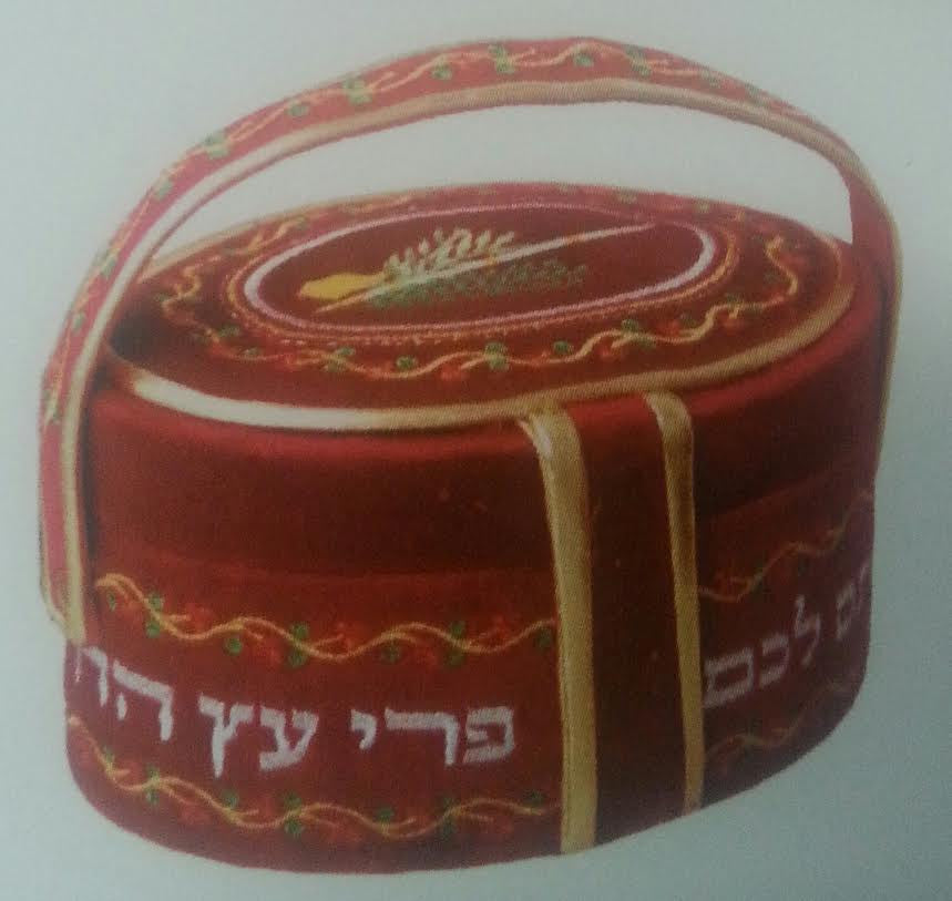 Etrog Box With Handle Velvet Red (ES-ETAH2)