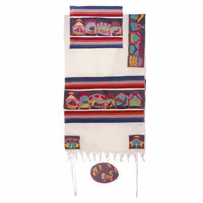 Yair Emanuel Embroidered Cotton Tallit -Twelve Tribes TFE-6