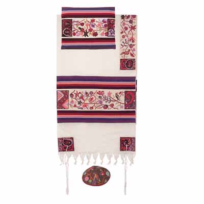 Yair Emanuel Embroidered Cotton Tallit -The Matriarches in color TFE-8