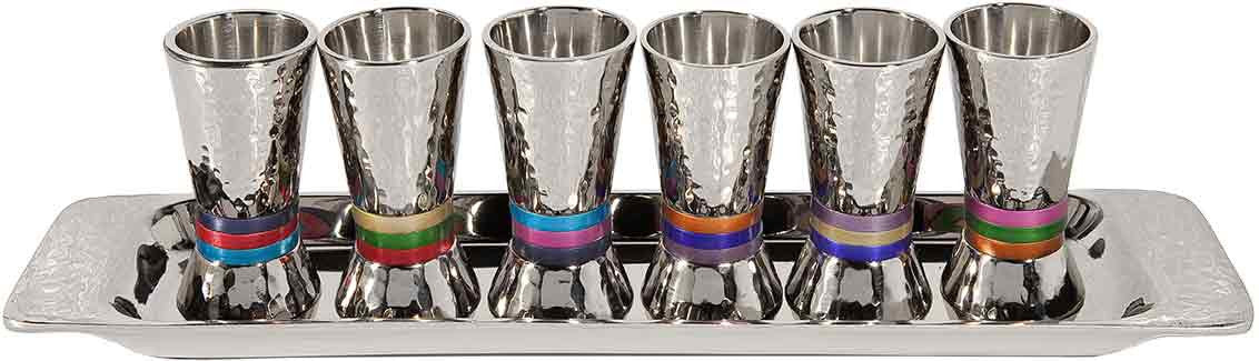 Emanuel Hammered Conical Shaped Liquor Cups Set of 6- Multicolor (EM-GF1)