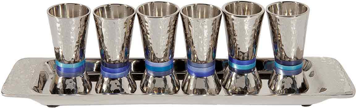 Emanuel Hammered Conical Shaped Liquor Cups Set of 6- Multicolor (EM-GF1)