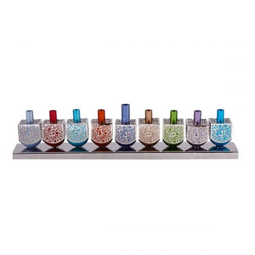 Emanuel Dreidel Menorah w/ Metal Cutout--Multicolor (EM-HF2)