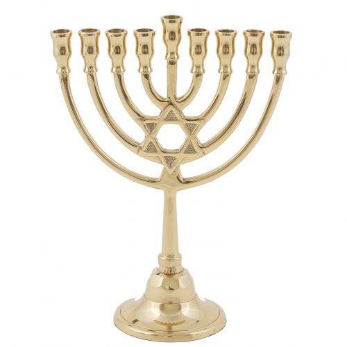 Emanuel Classic Chanukah Menorah with Magen David- Bronze (EM-HJ2)