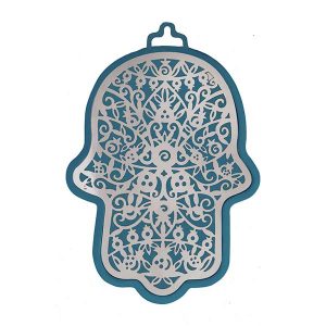 Emanuel Anodized Aluminum Hamsa with Pomegranate Cutout (EM-HLH1)