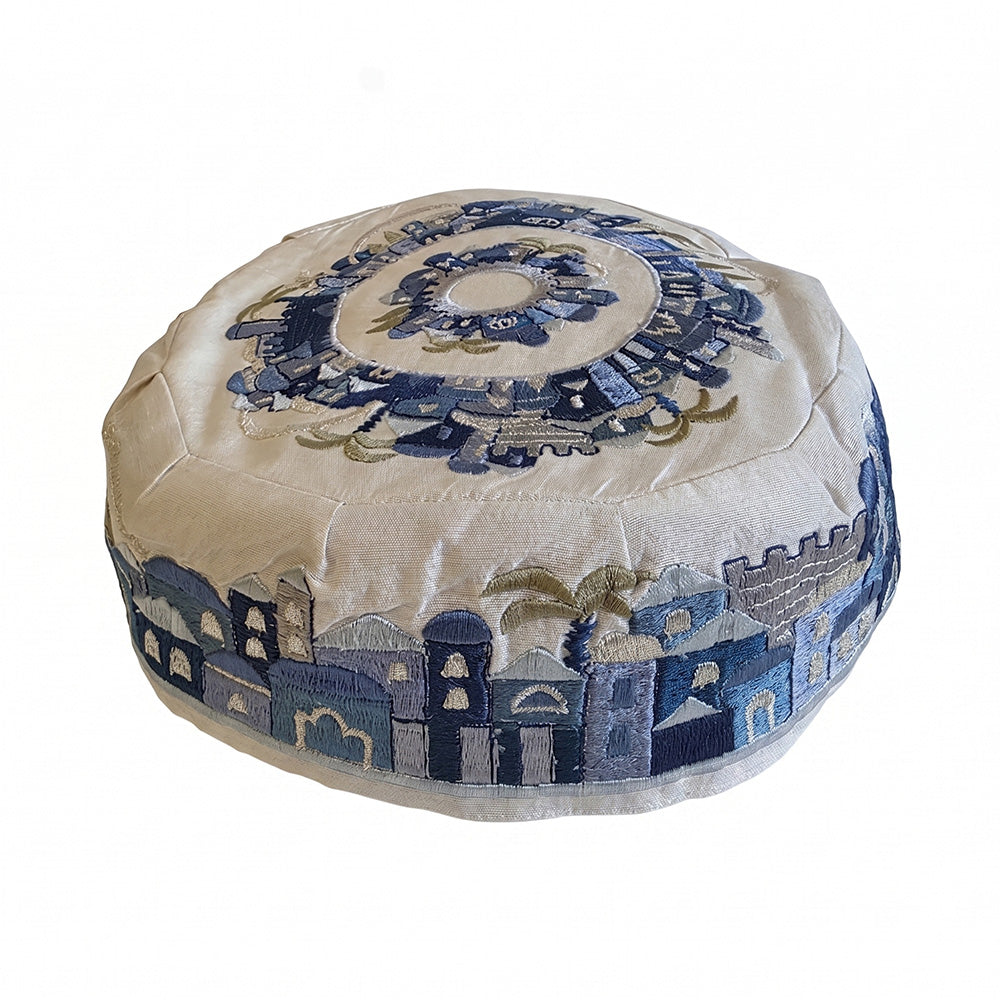 Embroidered Kippah Jerusalem Design (EM-HME5)