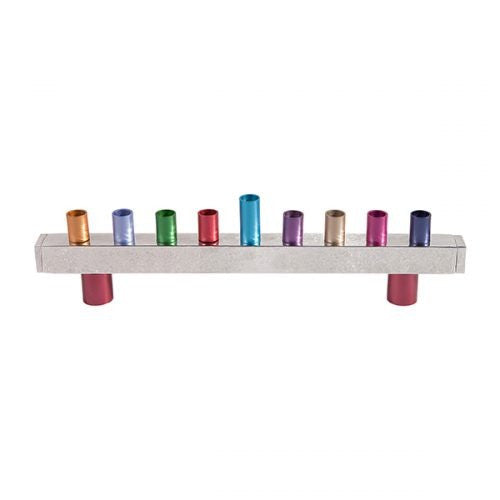 Emanuel Anodized & Hammered Strip Menorah-- Multicolor (EM-HMU1)