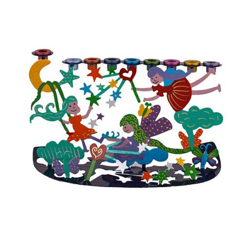 Emanuel Hand Painted Laser Cut Menorah-- Fairies (EM-HNB2)