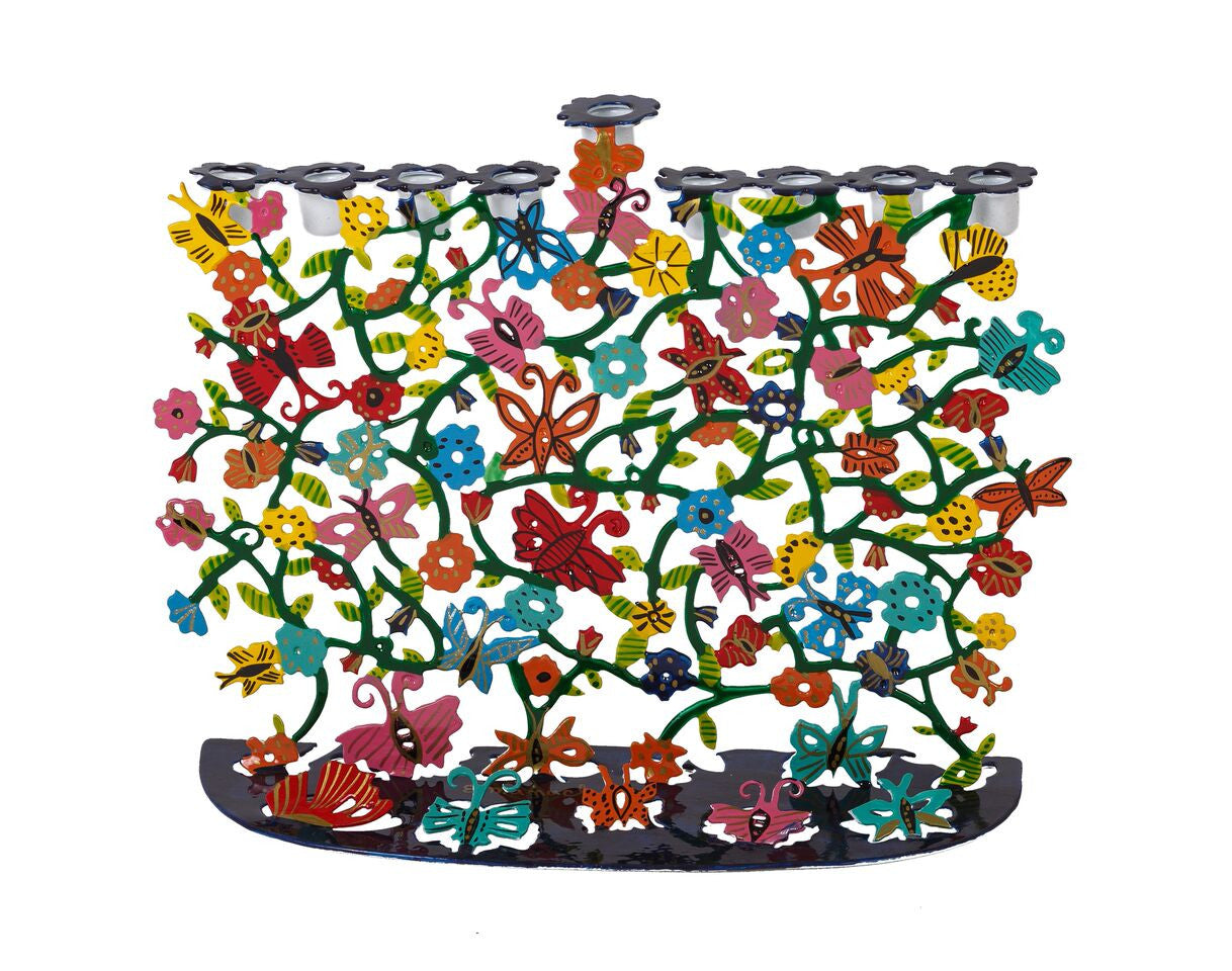 Emanuel Laser Cut Menorah-- Flowers (EM-HT1)