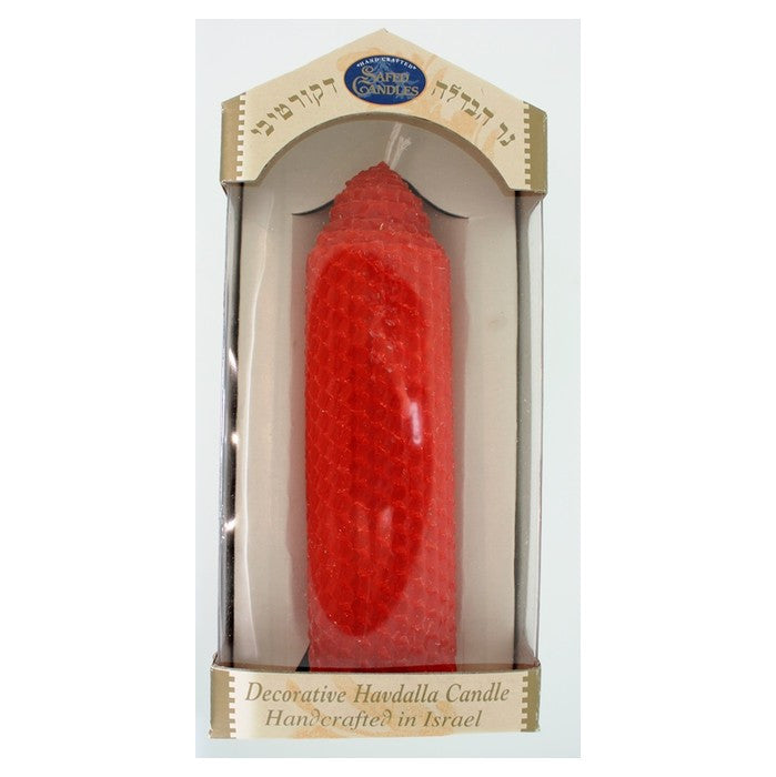 Havdallah Candle 6" Tall 2" Diameter BEESWAX RED (HV-HMC2X6BR)