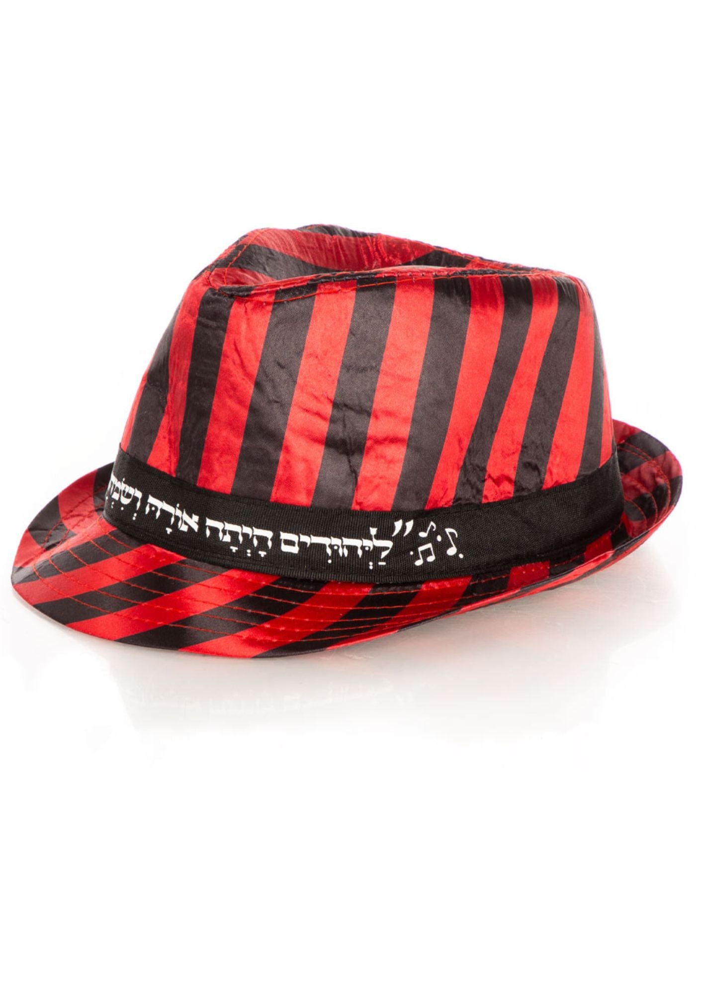 Red and Black Fedora Purim Hat-Layehudim Band (GR-73165)