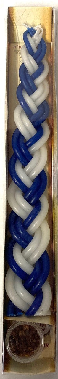 Havdalah Candle Blue and White Large W/ Besamim (HV-BWLSET)