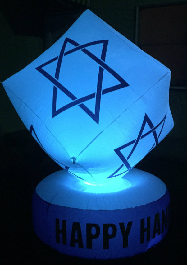 Inflatable Star of David Cube Decoration with LED Lights-- 6ft (ID-SC6F)